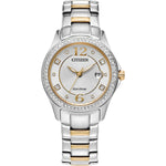 Citizen FE1146-71A Eco-Drive Women's Silhouette Crystal Silver Dial Two Tone Bracelet Watch