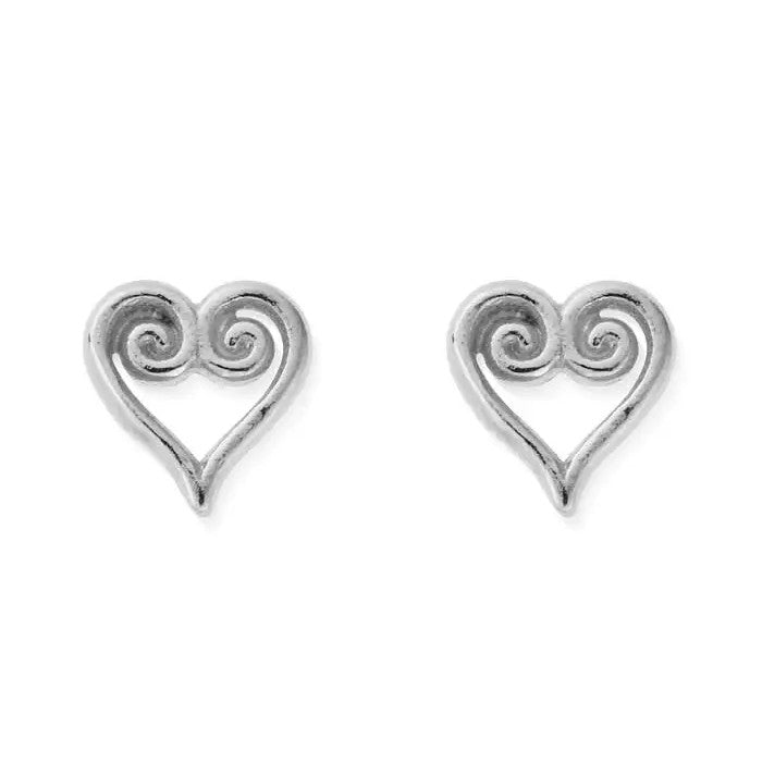 Chlobo Scroll Heart Stud Earrings