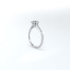 Oval halo lab created castel shoulder set engagement ring