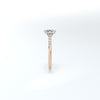 Oval halo lab created castel shoulder set engagement ring