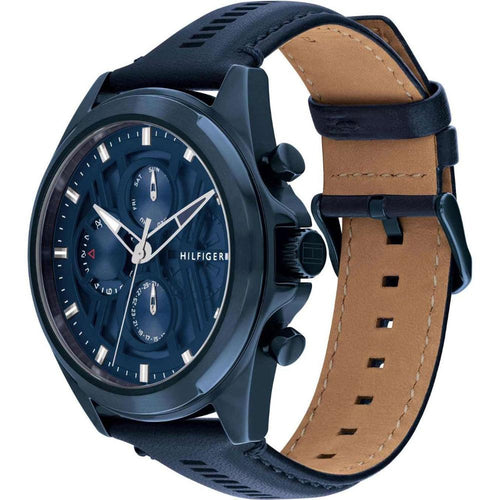 Tommy Hilfiger 1710655 Jax Blue Leather Strap Multi-function Men's Watch