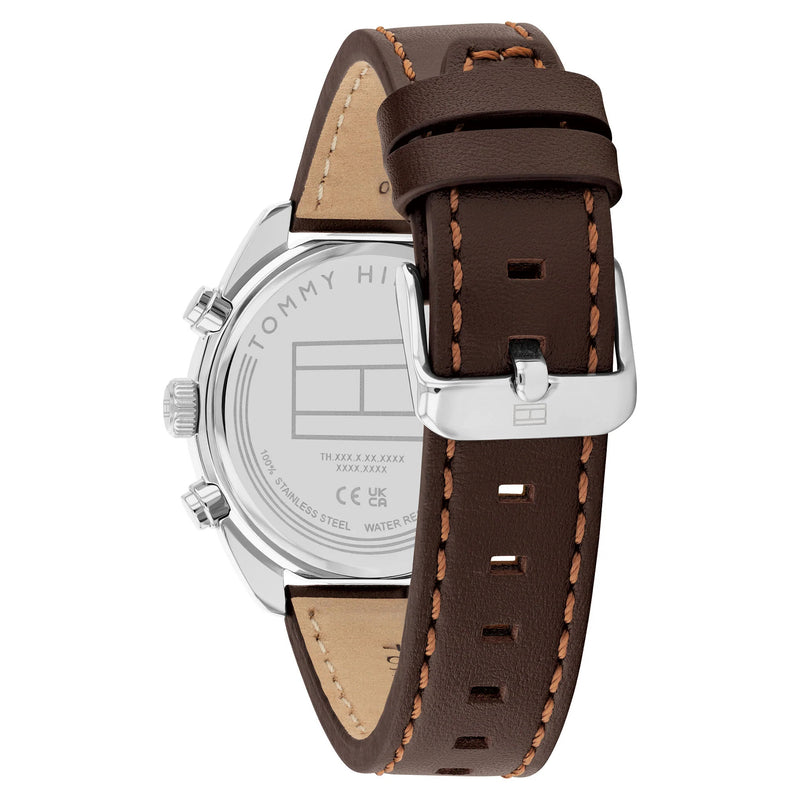 Tommy Hilfiger 1710719 Brown Leather Forest Green Dial Chronograph Men's Watch
