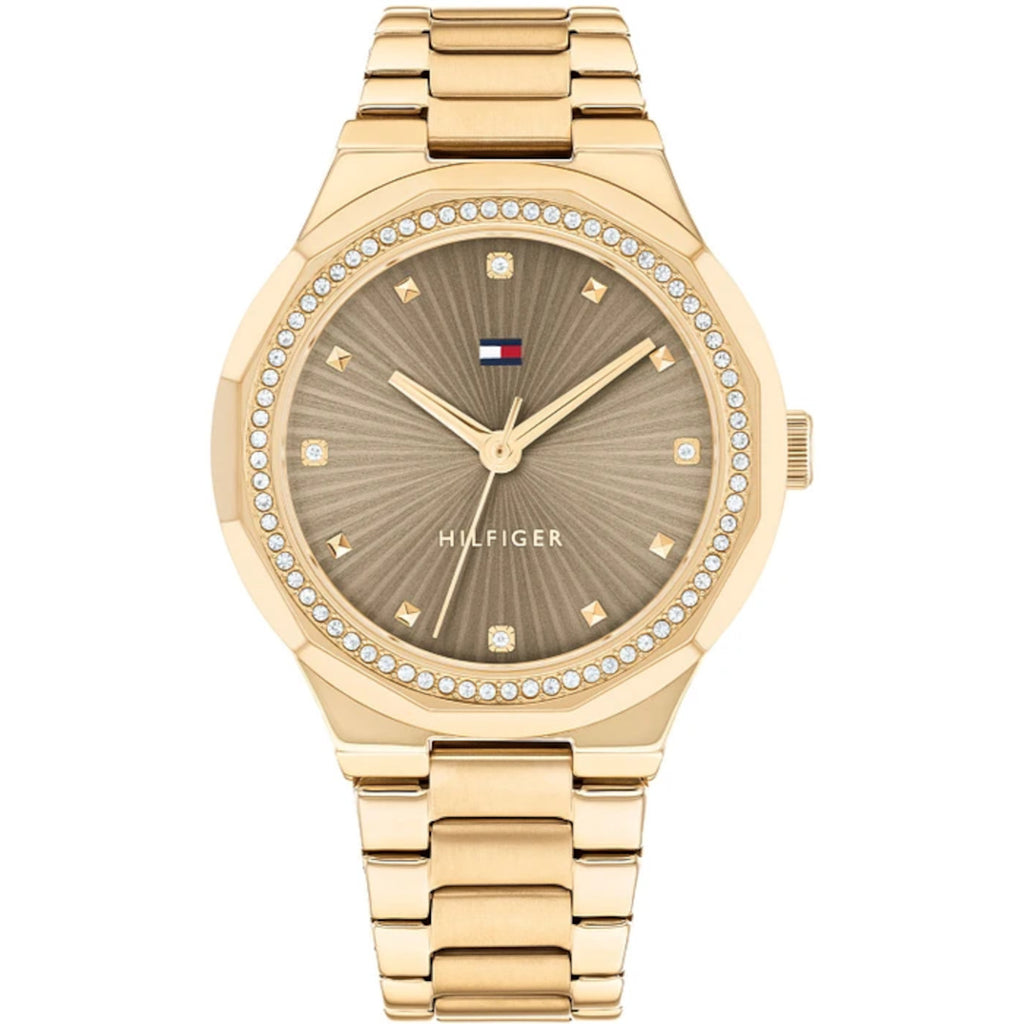 Tommy Hilfiger 1782725 Women's Brown Dial Gold Strap Analog Watch