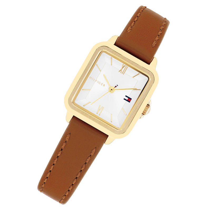 Tommy Hilfiger 1782859 Tan Leather Silver White Dial Women's Watch