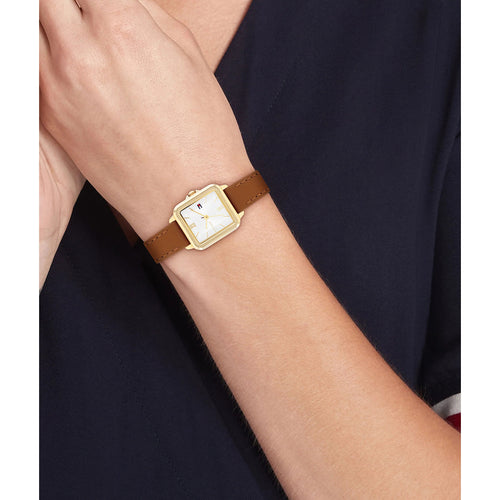 Tommy Hilfiger 1782859 Tan Leather Silver White Dial Women's Watch