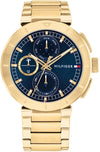 Tommy Hilfiger 1792118 Men's Blue Dial Gold Stainless Steel Watch
