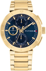 Tommy Hilfiger 1792118 Men's Blue Dial Gold Stainless Steel Watch