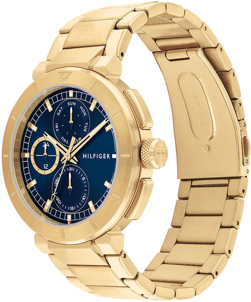 Tommy Hilfiger 1792118 Men's Blue Dial Gold Stainless Steel Watch