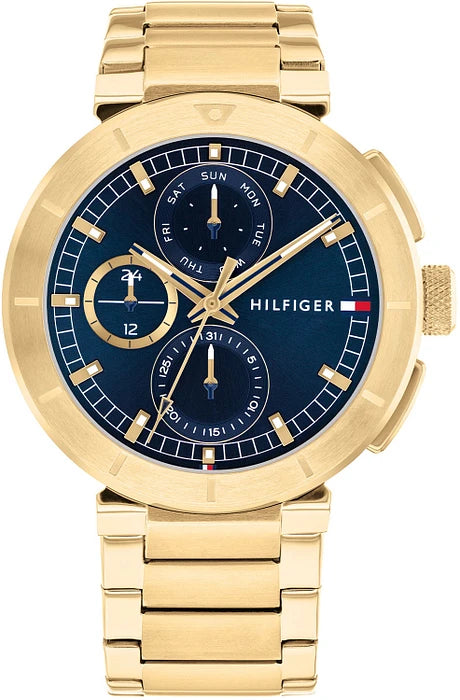 Tommy Hilfiger 1792118 Men's Blue Dial Gold Stainless Steel Watch
