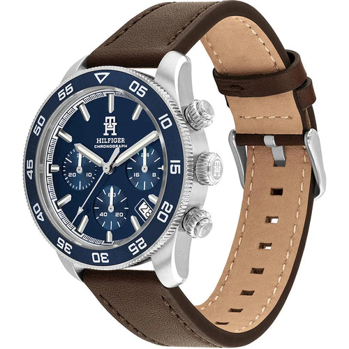 Tommy Hilfiger 1792163 Blue Dial Brown Leather Strap Quartz Men's Watch