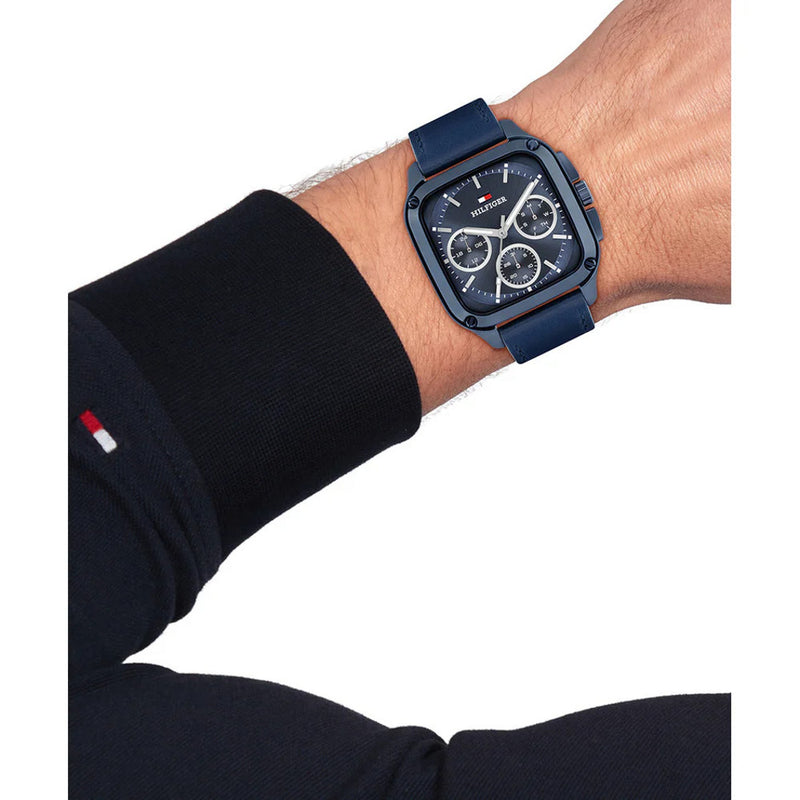 Tommy Hilfiger 1792219 Multifunction Blue Leather Strap Men's Watch