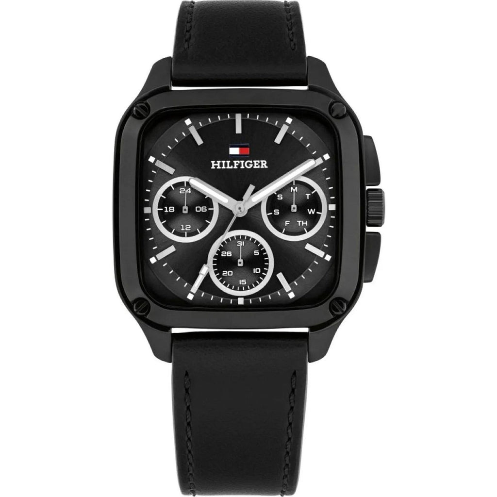 Tommy Hilfiger 1792220 Herald Multifunction Black Leather Strap Men's Watch