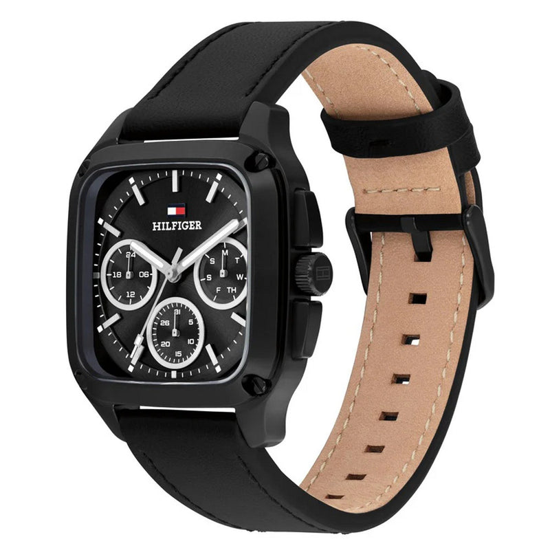 Tommy Hilfiger 1792220 Herald Multifunction Black Leather Strap Men's Watch