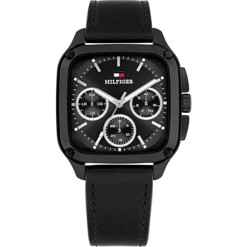 Tommy Hilfiger 1792220 Herald Multifunction Black Leather Strap Men's Watch