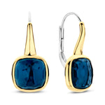 Ti Sento 7989DB Gold-Plated Deep Blue Cushion Drop Earrings