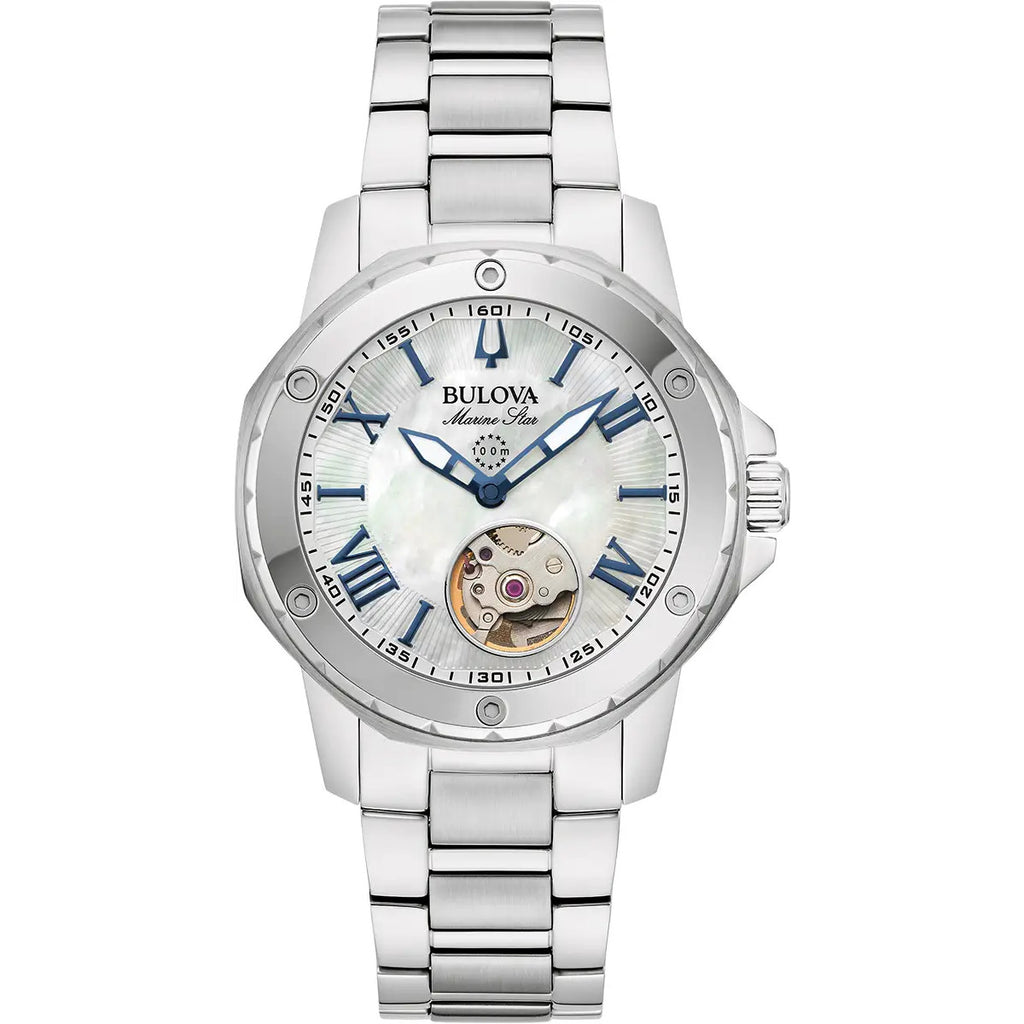 Bulova 96L326 Marine Star Automatic Mother-of-Pearl Dial Stainless Steel Ladies Watch