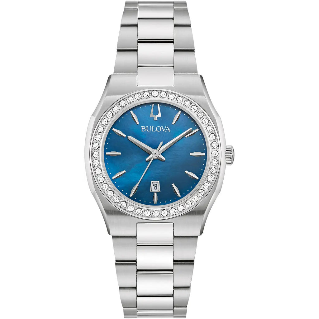 Bulova 96R246 Surveyor Blue Mother-of-Pearl Dial Stainless Steel Ladies Watch