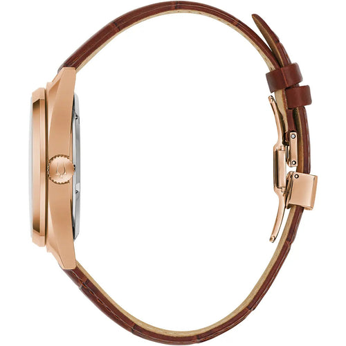 Bulova 97A175 Surveyor Rose Gold-Tone Stainless Steel Leather Strap Men's Watch