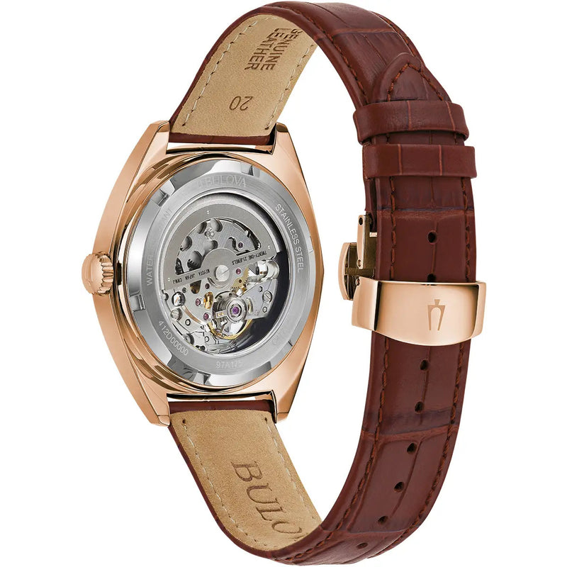 Bulova 97A175 Surveyor Rose Gold-Tone Stainless Steel Leather Strap Men's Watch