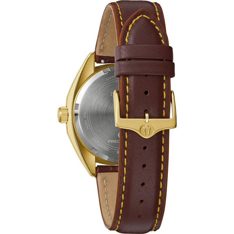 Bulova 97B214 Jet Star Gold-Tone Dial Leather Strap Men's Watch