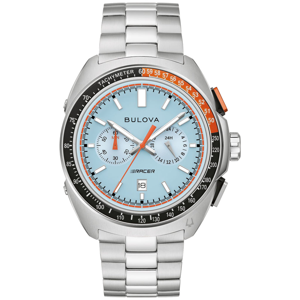 Bulova 98B432 Racer Chronograph Blue Dial Stainless Steel Men's Watch