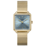 Cluse CW10310 La Tétragone Mesh Stones Light Blue Dial Gold Colour Women's Watch