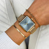 Cluse CW10310 La Tétragone Mesh Stones Light Blue Dial Gold Colour Women's Watch