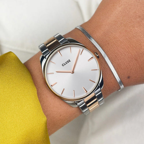 Cluse CW11104 Féroce Watch Steel, Rose Gold Colour, Two-Tone Women's Watch