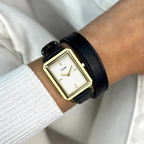 Cluse CW11513 Fluette Double Leather Black, Gold Colour Women's Watch
