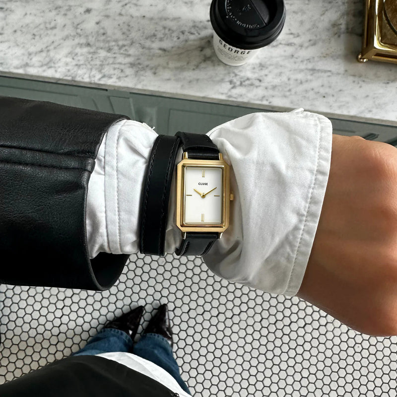 Cluse CW11513 Fluette Double Leather Black, Gold Colour Women's Watch