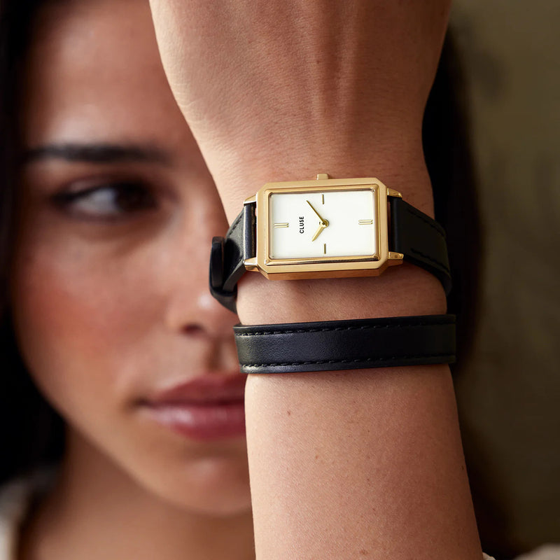 Cluse CW11513 Fluette Double Leather Black, Gold Colour Women's Watch