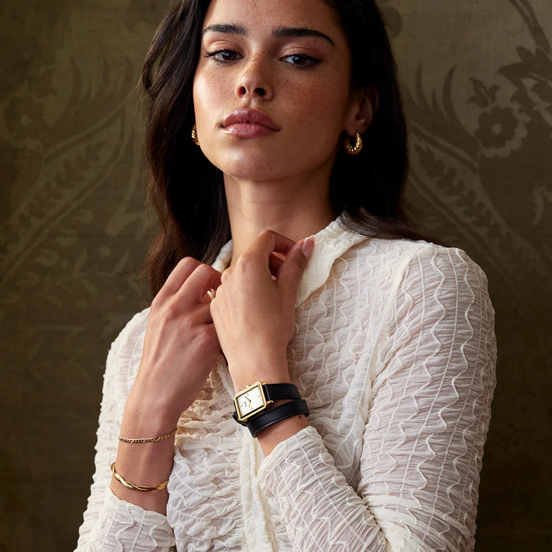 Cluse CW11513 Fluette Double Leather Black, Gold Colour Women's Watch