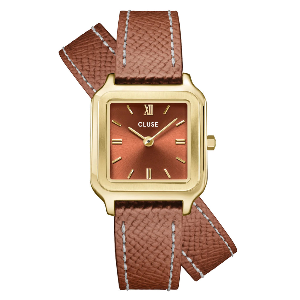 Cluse CW11810 Gracieuse Petite Double Leather, Nutshell, Gold Colour Women's Watch