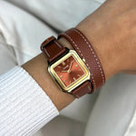 Cluse CW11810 Gracieuse Petite Double Leather, Nutshell, Gold Colour Women's Watch