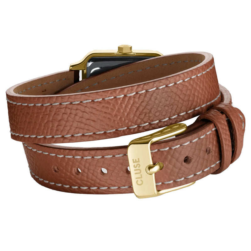 Cluse CW11810 Gracieuse Petite Double Leather, Nutshell, Gold Colour Women's Watch