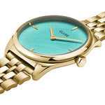 Cluse CW11220 Féroce Petite Steel Leaf Texture Pool Blue Gold Colour Women's Watch
