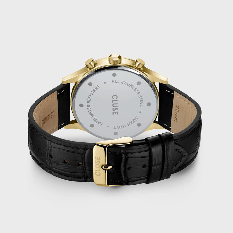 Cluse CW21004 Anthéor Multifunction Black Gold Colour Men's Leather Watch