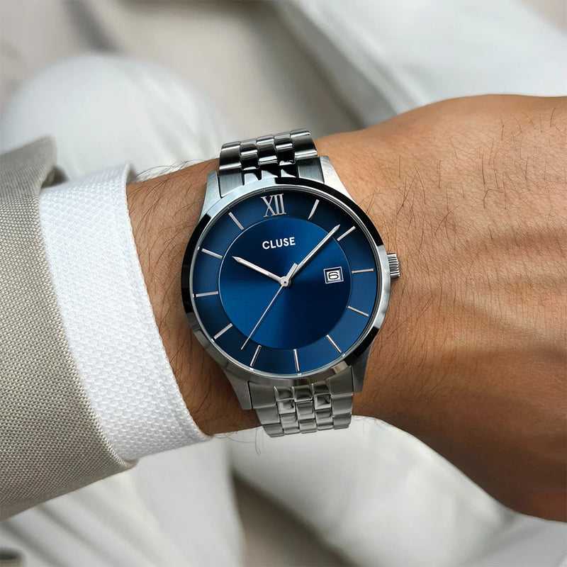 Cluse CW22701 Aravis 3-Hand Watch Steel, Blue, Silver Colour Men's Watch