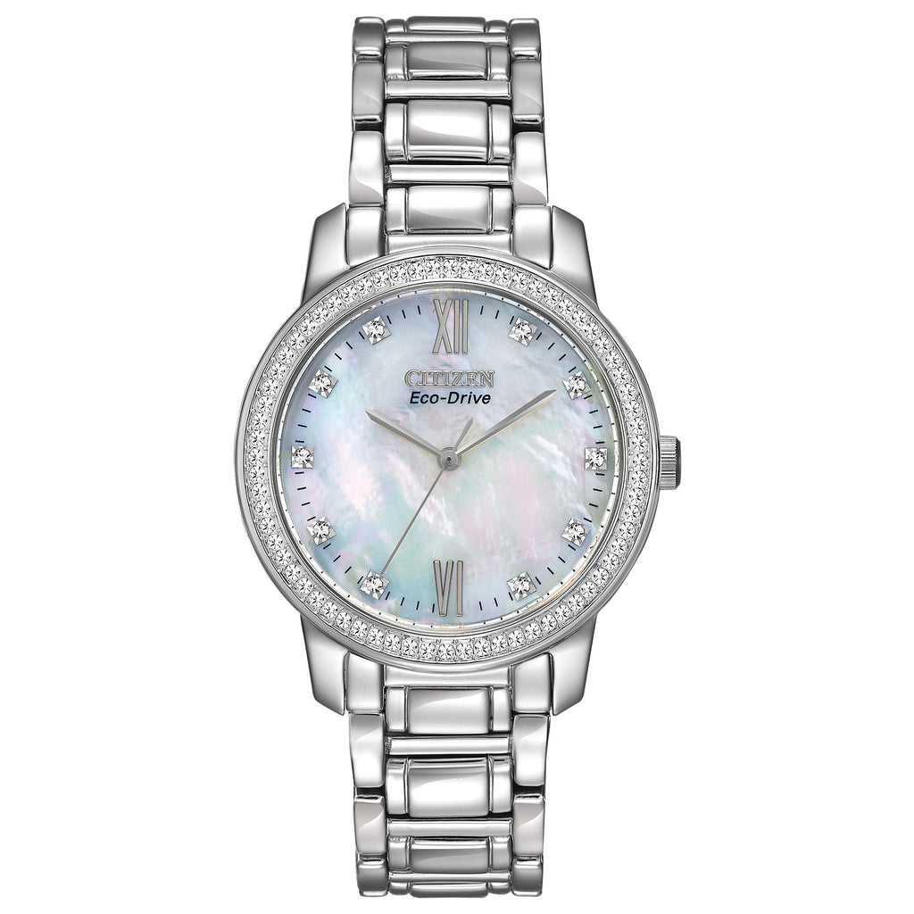 Citizen EM1010-51D Women's Eco-Drive Silhouette Mother Of Pearl Dial Stainless Steel Watch