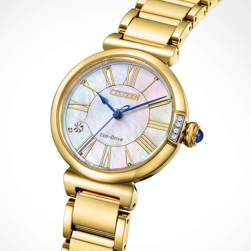 Citizen EM1062-57D Ladies L Mae Eco-Drive Gold Tone Stainless Steel Bracelet Watch