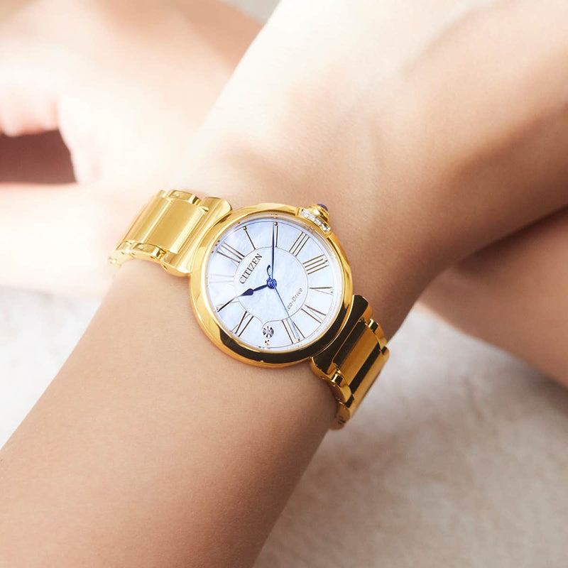 Citizen EM1062-57D Ladies L Mae Eco-Drive Gold Tone Stainless Steel Bracelet Watch