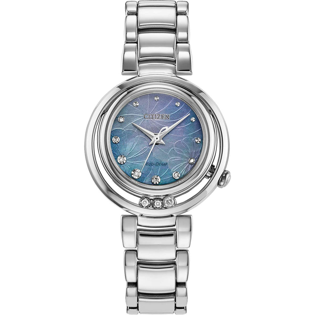 Citizen EM1110-56N Ladies L Arcly Blue Dial tainless Steel Bracelet Watch