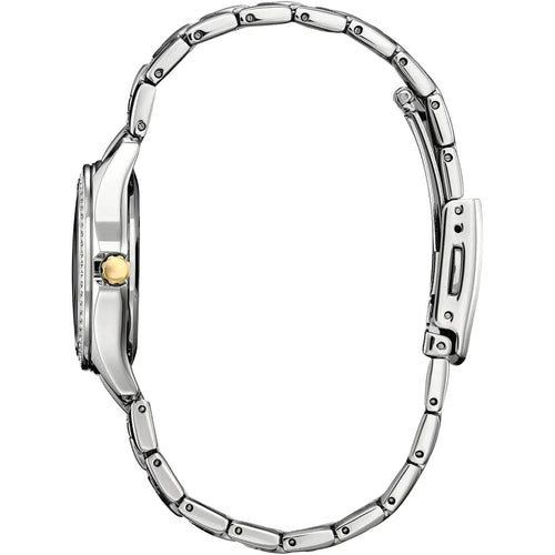 Citizen FE1146-71A Eco-Drive Women's Silhouette Crystal Silver Dial Two Tone Bracelet Watch