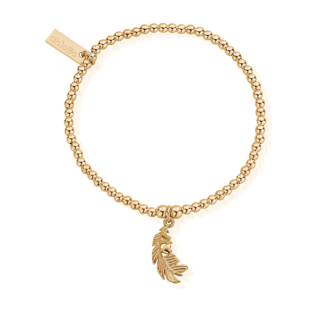 Chlobo GBCC1078 Gold Cute Charm Heart in Feather Bracelet