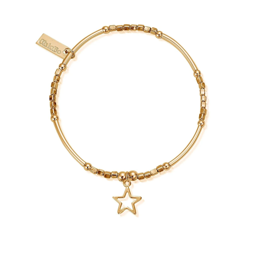 Chlobo Gold Mini Noodle Cube Open Star Bracelet