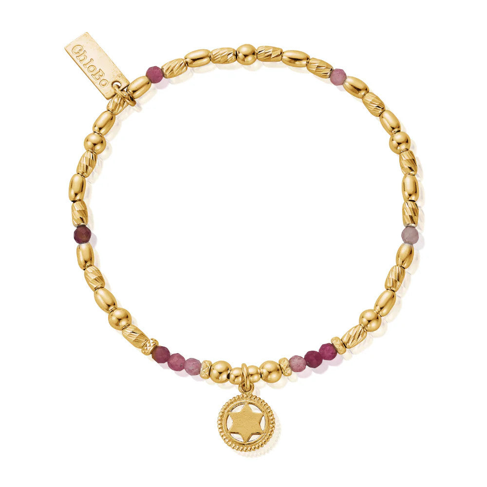 Chlobo Pink Tourmaline Heart Gold