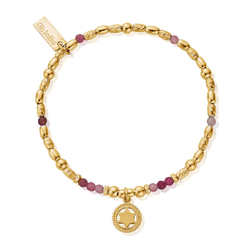 Chlobo Pink Tourmaline Heart Gold
