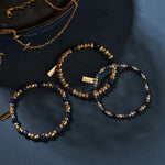 Chlobo Gold And Silver Mixed Metal Corrugated Disc Sodalite Bracelet
