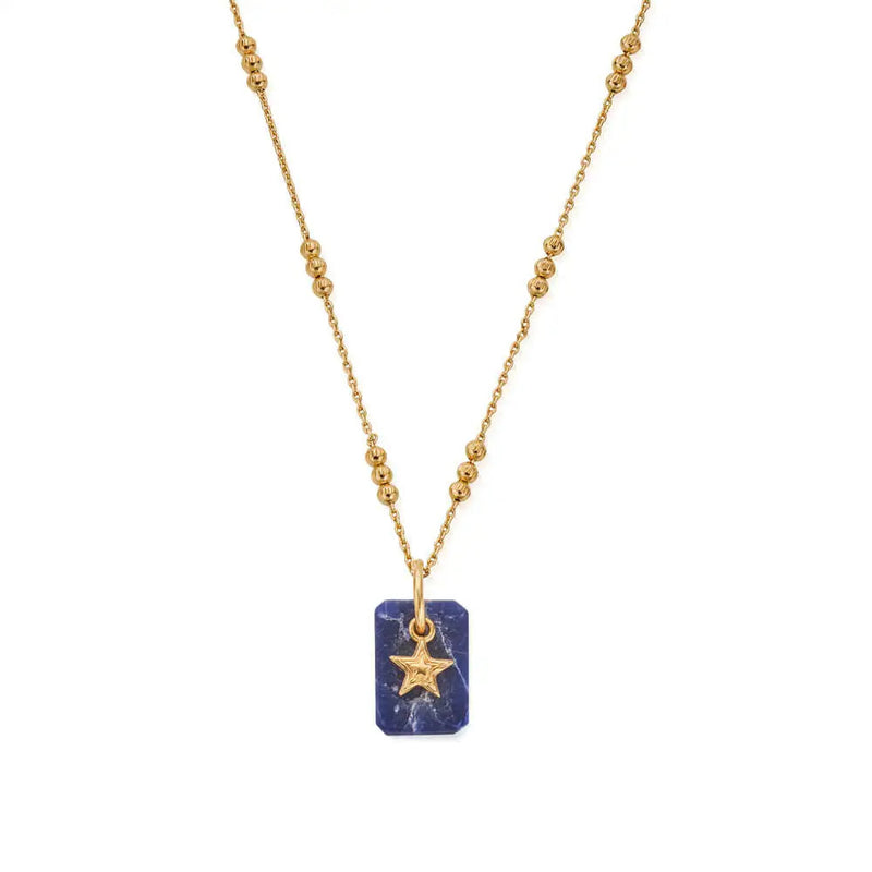 Chlobo Gold Triple Bobble Chain Sodalite Star Necklace