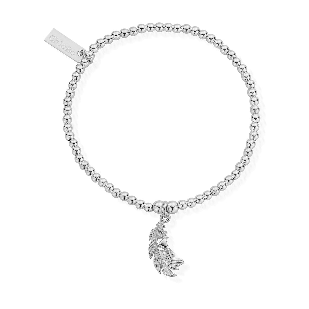 Chlobo Silver Cute Charm Heart In Feather Bracelet